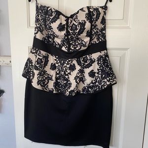 Black and cream cocktail dress